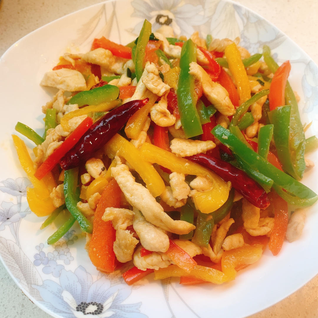 #家常菜# 米饭杀手尖椒肉丝（鸡丝）