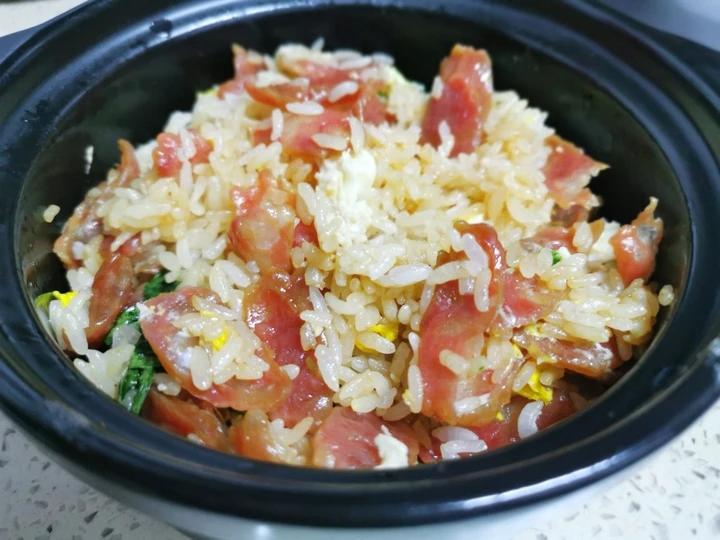 广式腊肠煲仔饭(简单得很)