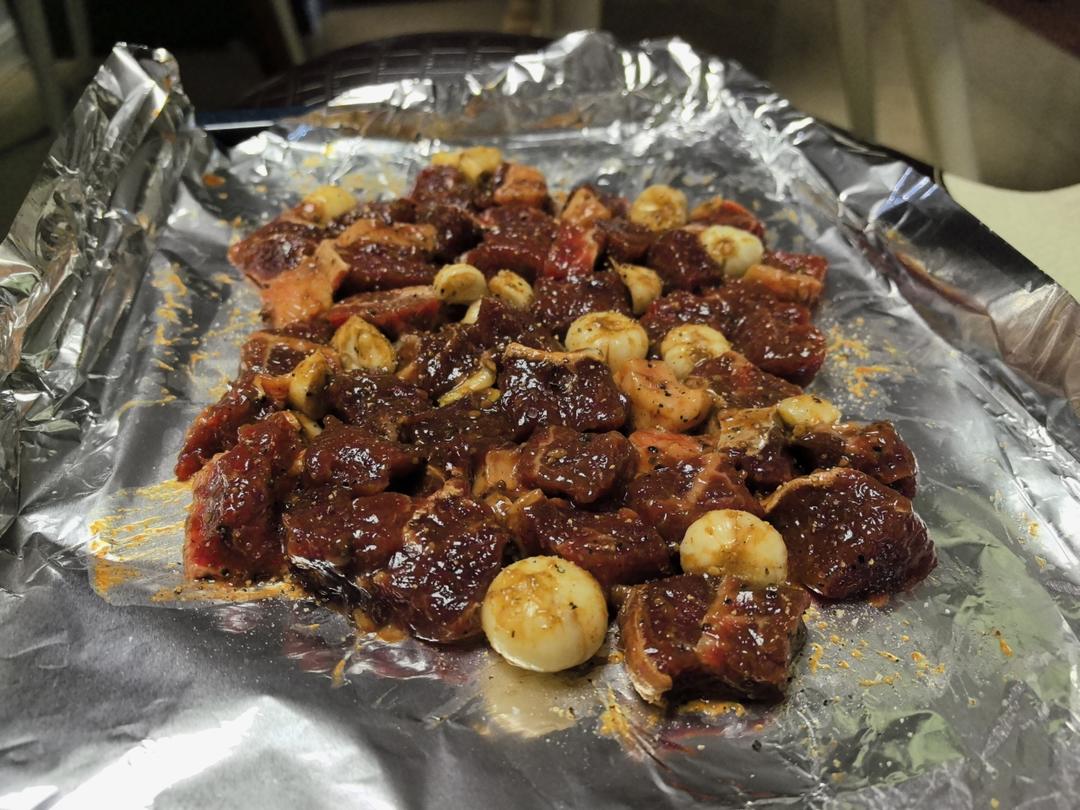 黑椒蒜仔牛排粒—空气炸锅