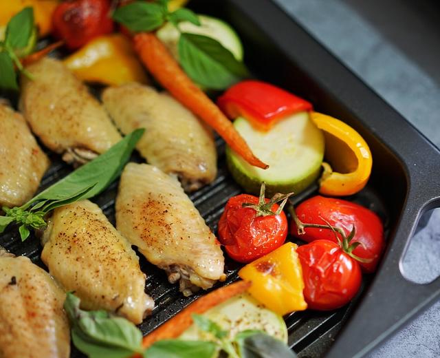无油烤鸡翅＋蔬菜-松下煎烤箱版的做法