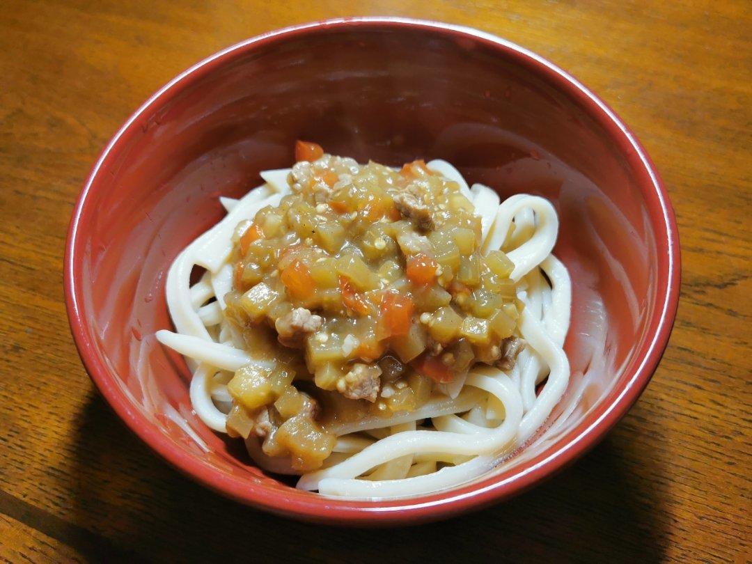 茄子肉丁打卤面