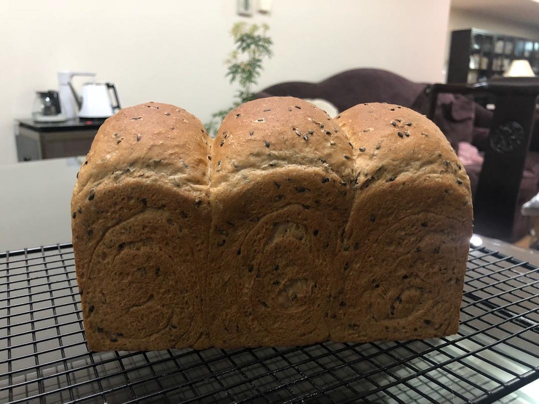 双种芝麻全麦吐司 100%全麦 烫种+波兰种