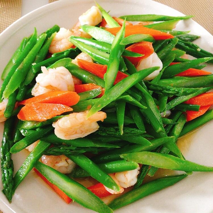 清炒芦笋虾仁