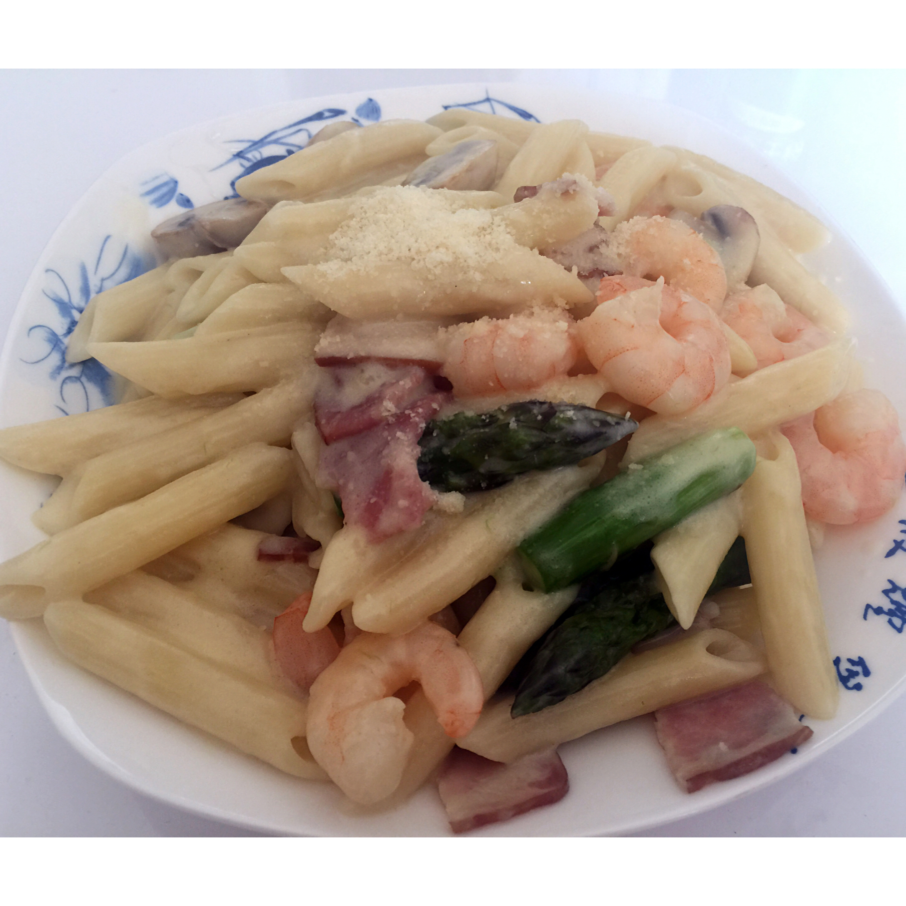 白蘑菇奶油培根意面