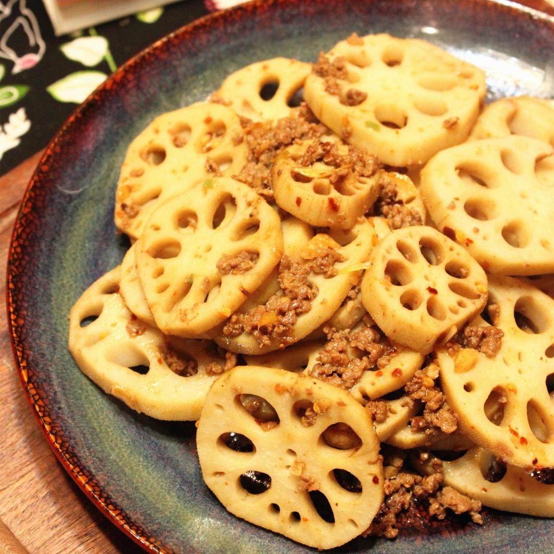 居家快手菜--肉末炒藕片