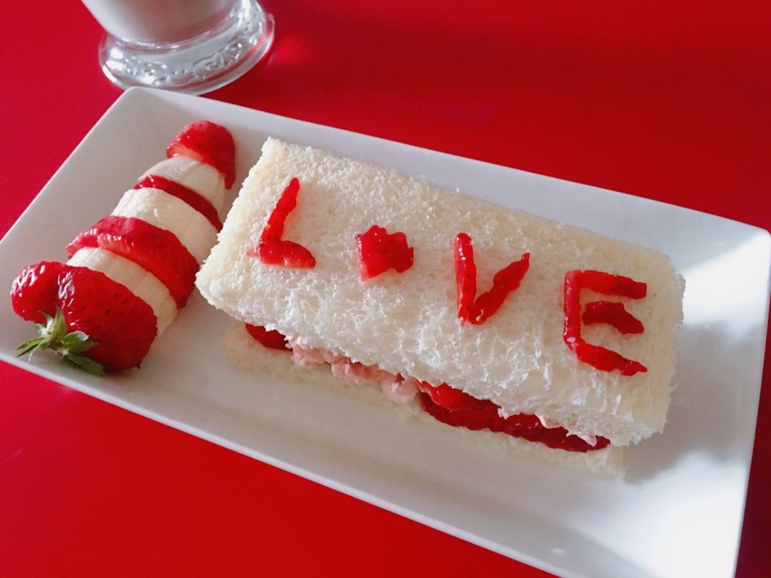 情人节爱的告白❤️草莓夹心三明治