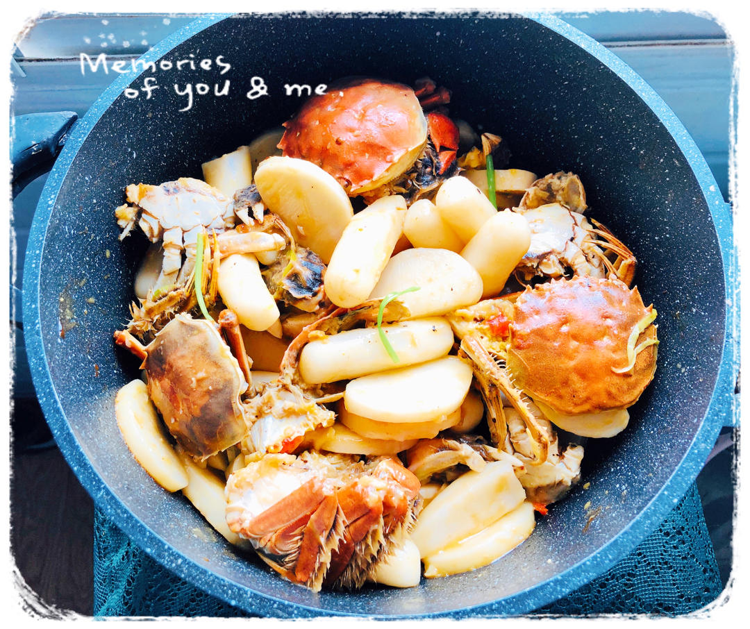 大闸蟹炒年糕+桂花糖芋糊