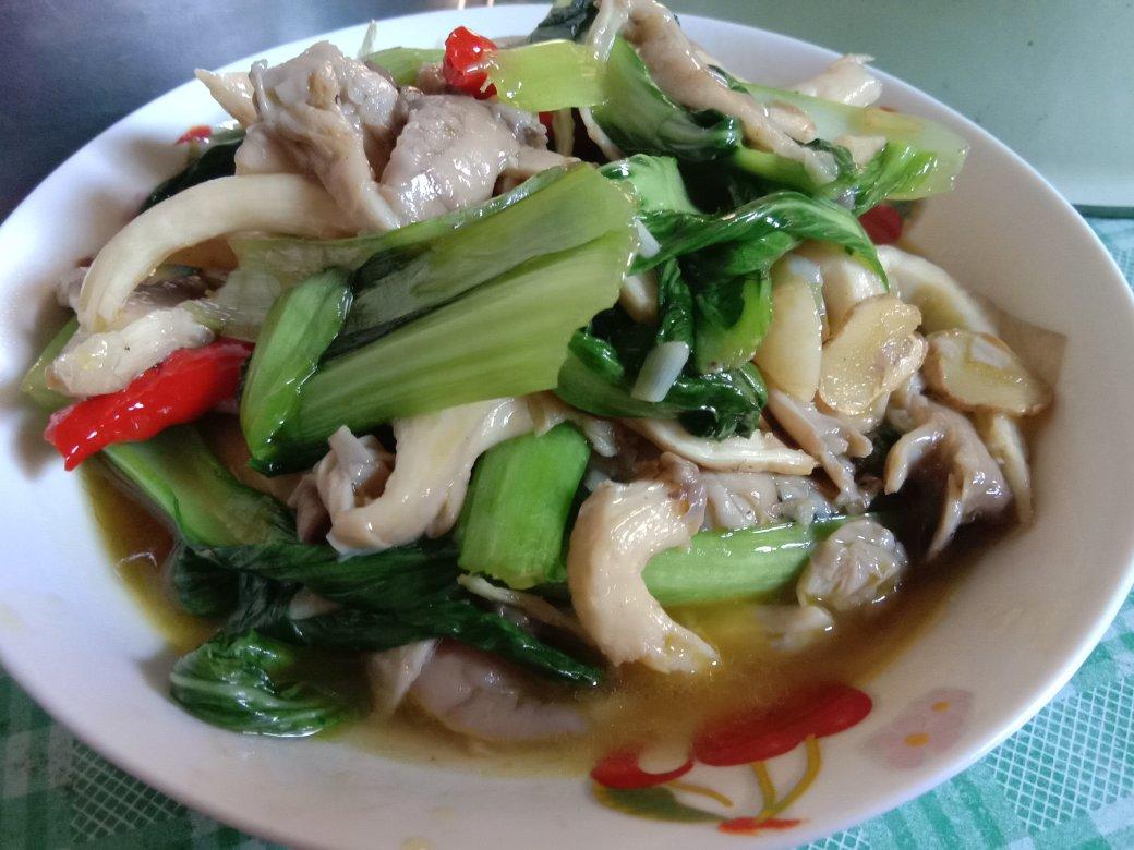 青菜炒蘑菇