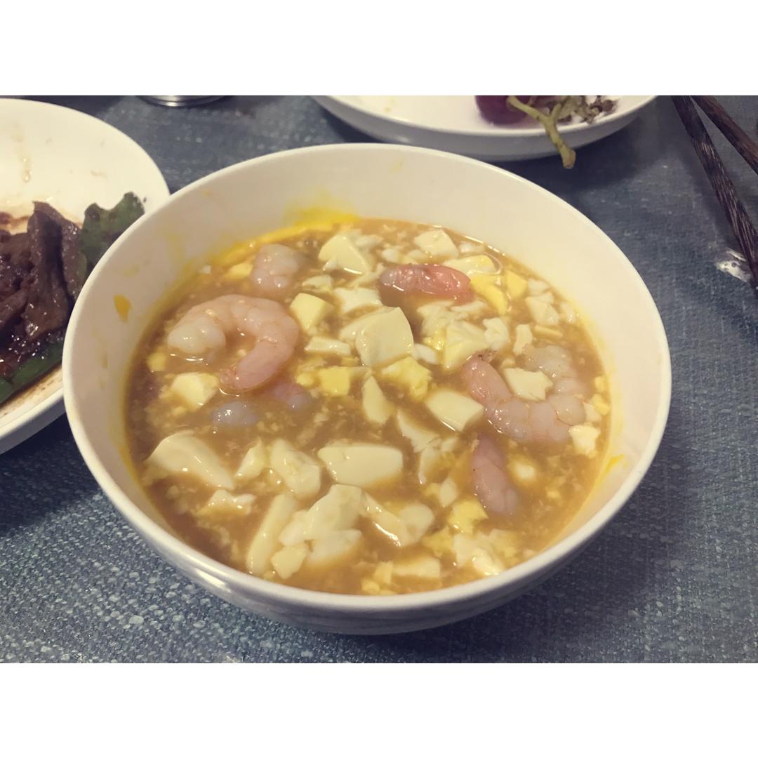 虾仁豆腐蒸水蛋