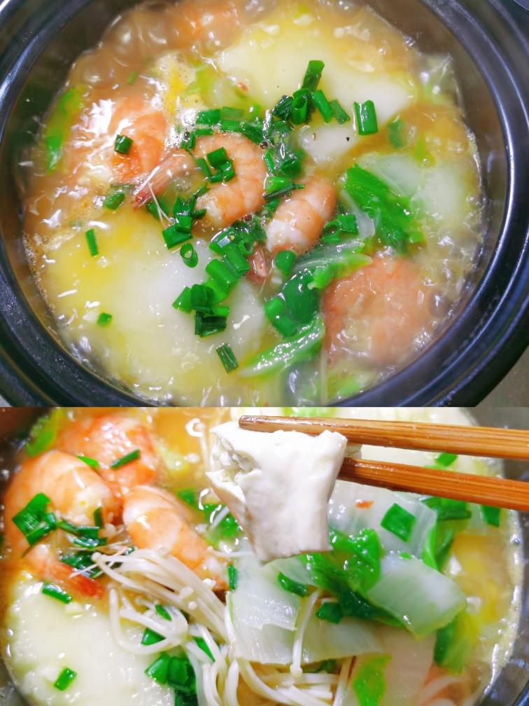 超好吃！青菜豆腐菌菇煲！控糖减脂系列的做法