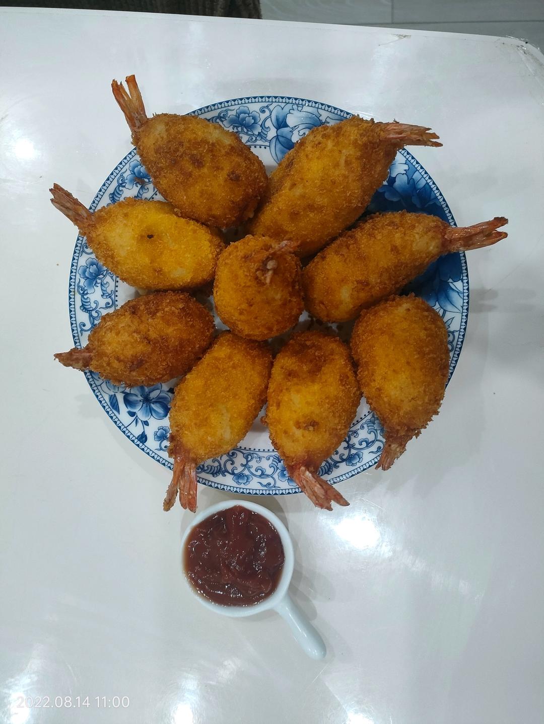 年夜饭菜单--香脆黄金芝士土豆泥虾球