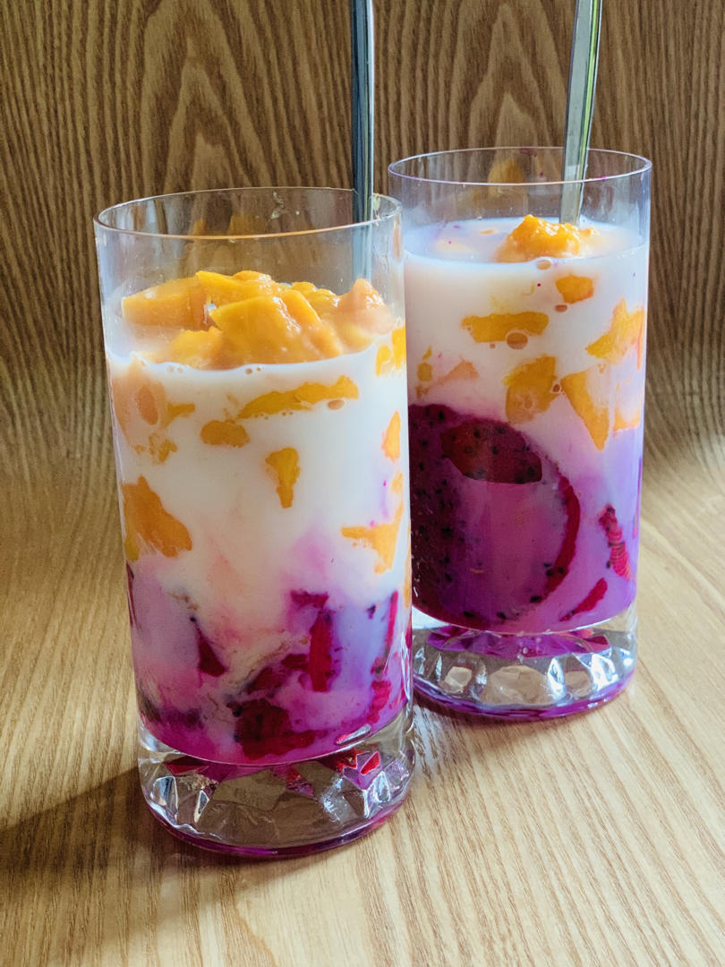 芒果火龙果奶昔 💛💜🤍梦幻免榨