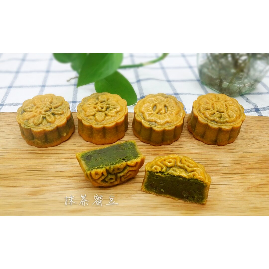抹茶蜜豆月饼