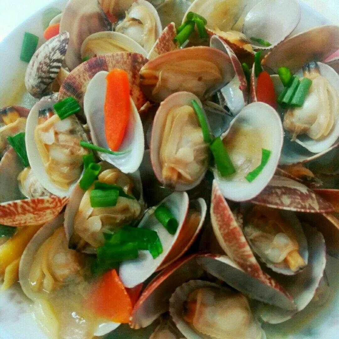 樱花如烟做的葱炒花蛤