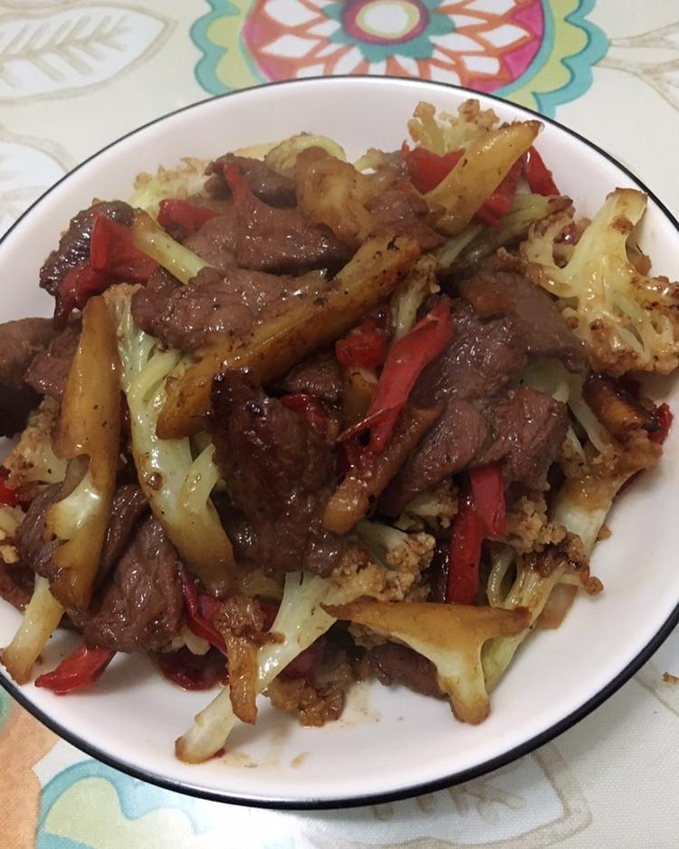 快手菜（有机菜花炒花肉）