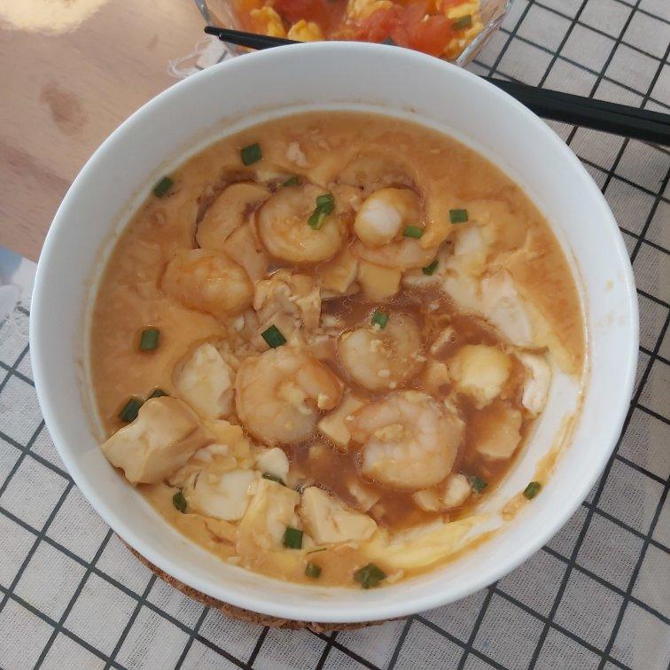 虾仁豆腐蒸水蛋