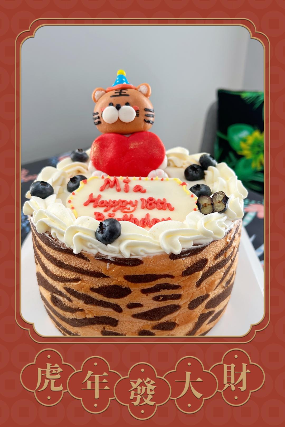 年夜作品，虎纹双色蓝莓芝士蛋糕