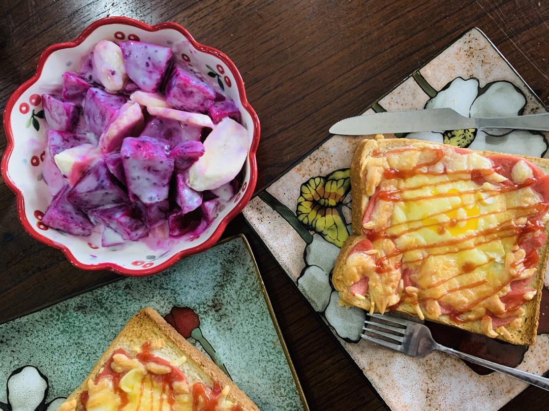 快手十分钟早餐烤箱芝士鸡蛋吐司切片面包