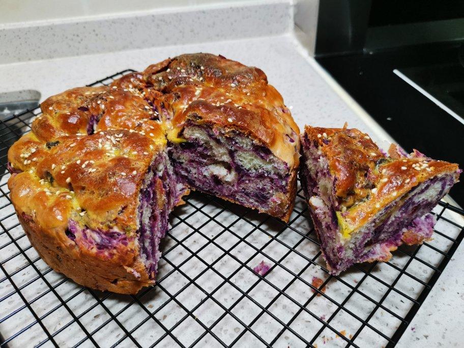 入门级不用揉出膜的手撕紫薯面包无黄油版