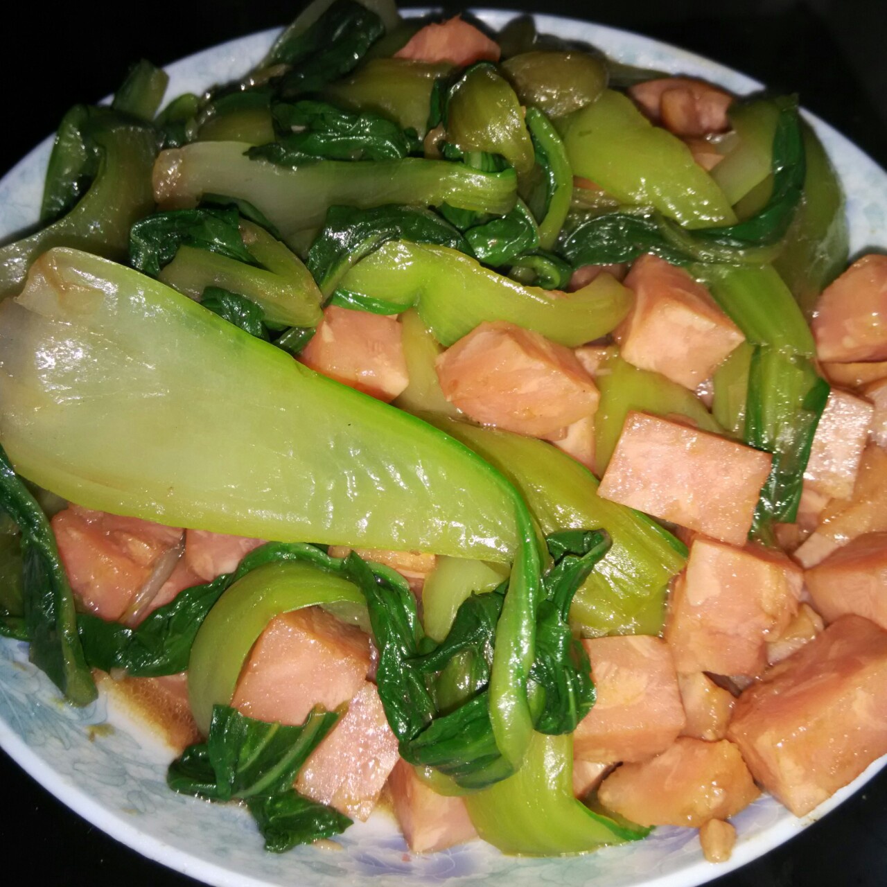 油菜炒香肠