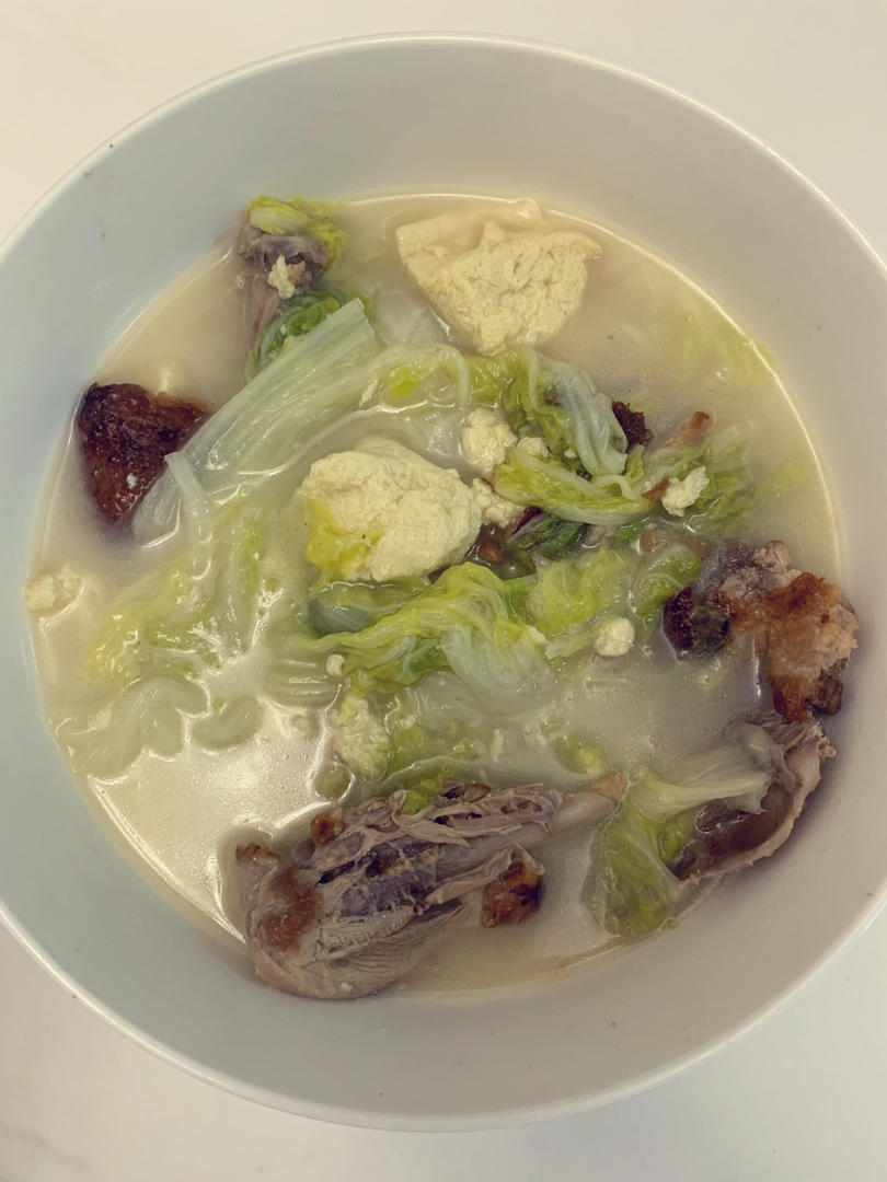 白菜粉丝鸭架汤