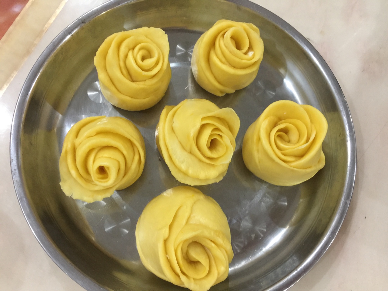 南瓜玫瑰馒头（一次发酵法）