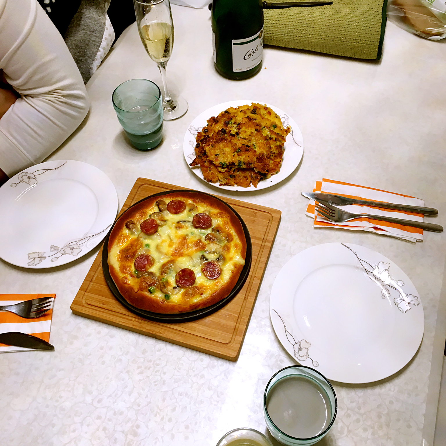 8寸披萨底——培根蘑菇披萨