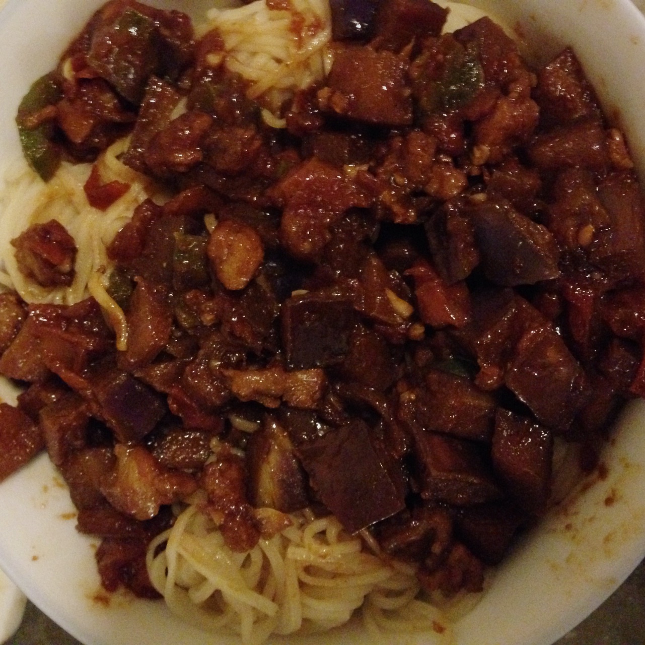 茄子肉丁打卤面