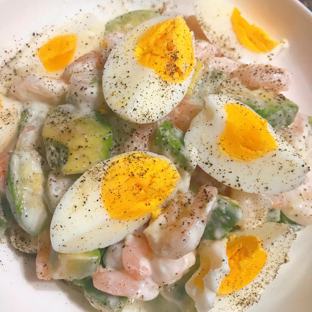 酸奶牛油果虾仁沙拉🔥快手减脂餐‼️简单美味