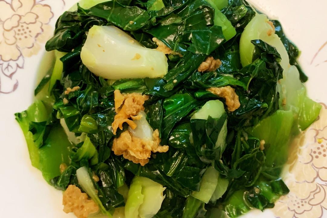 猪油渣炒菜心