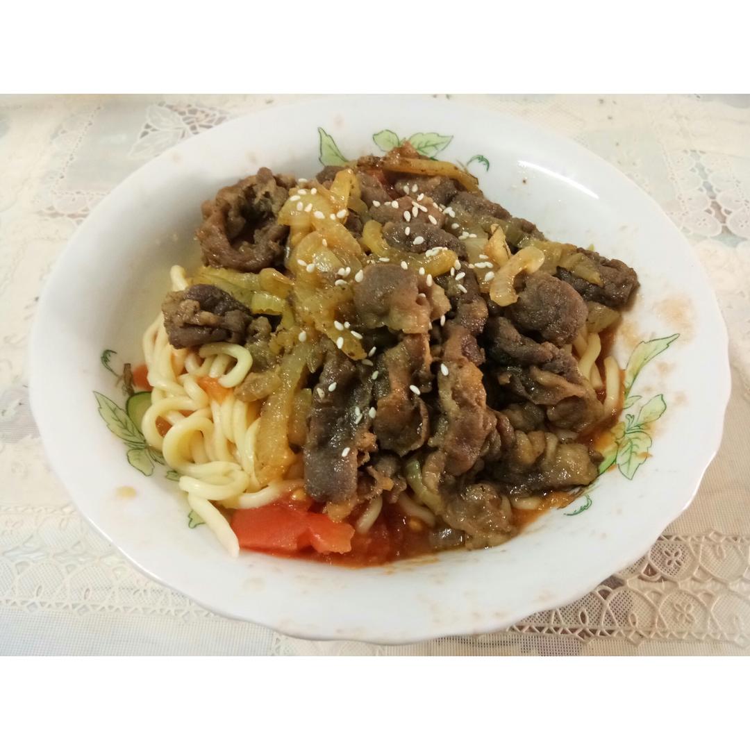 番茄肥牛热拌乌冬「厨娘物语」