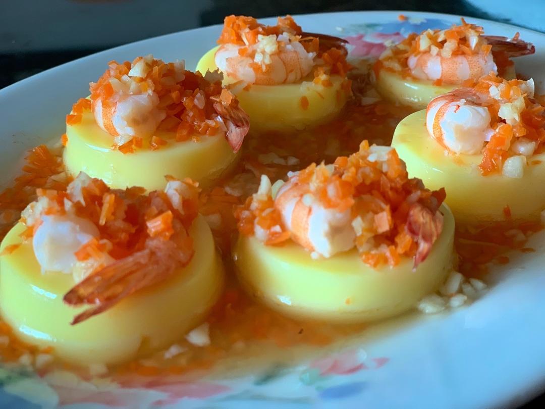 玉子豆腐 蒜茸蒸虾