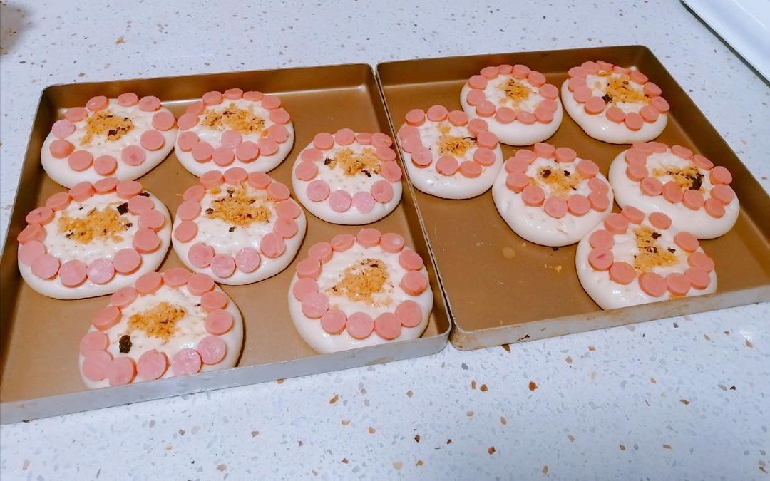 🍕快手简单｜一次发酵｜可可爱爱火腿披萨小面包｜学生早餐