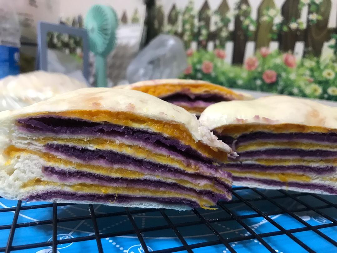 紫薯南瓜千层发糕——惊人的漂亮主食