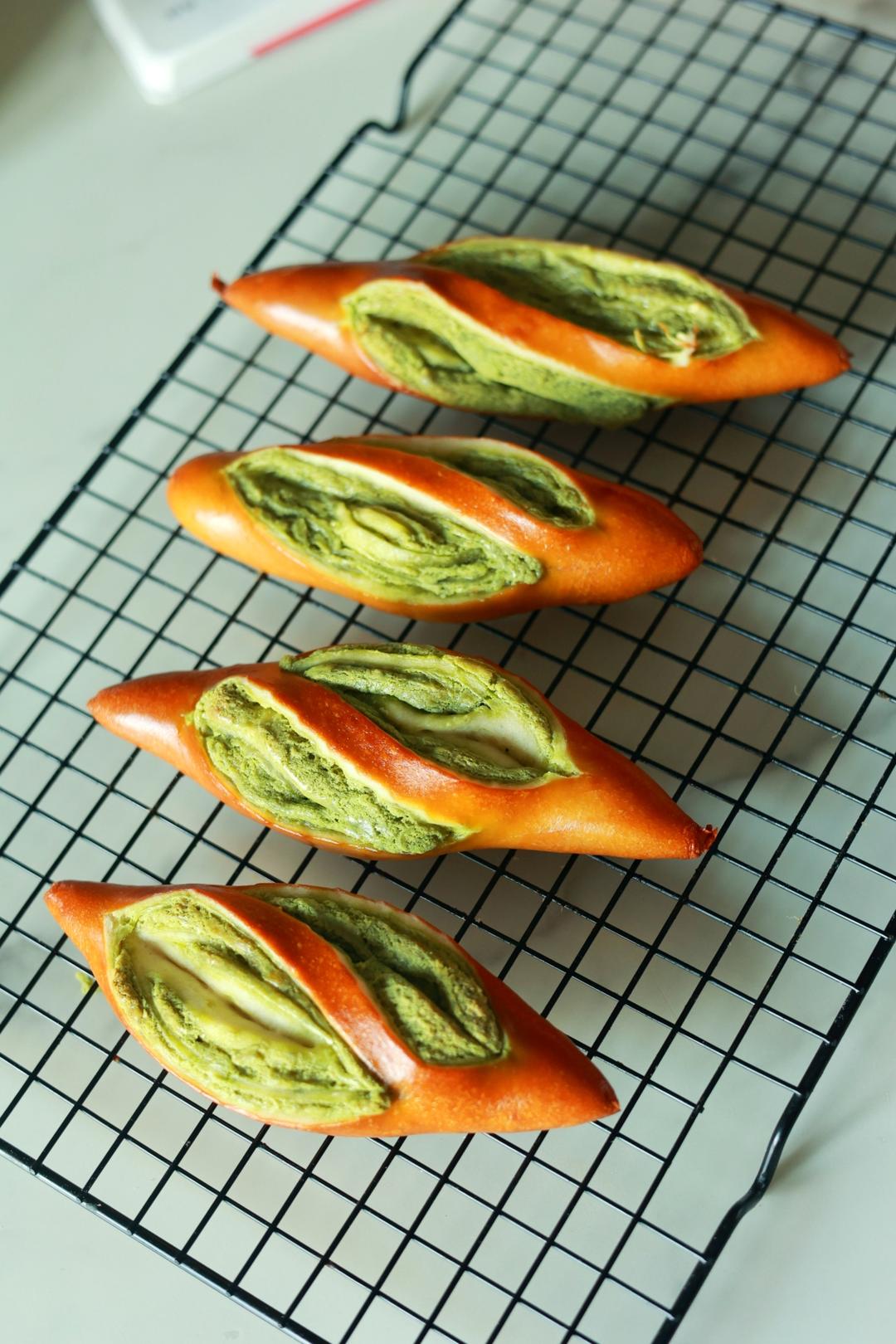 原味（抹茶）2款奶酥馅德式碱水面包｜一次搞定两种口味｜高颜值｜快手｜免手套膜｜免发酵