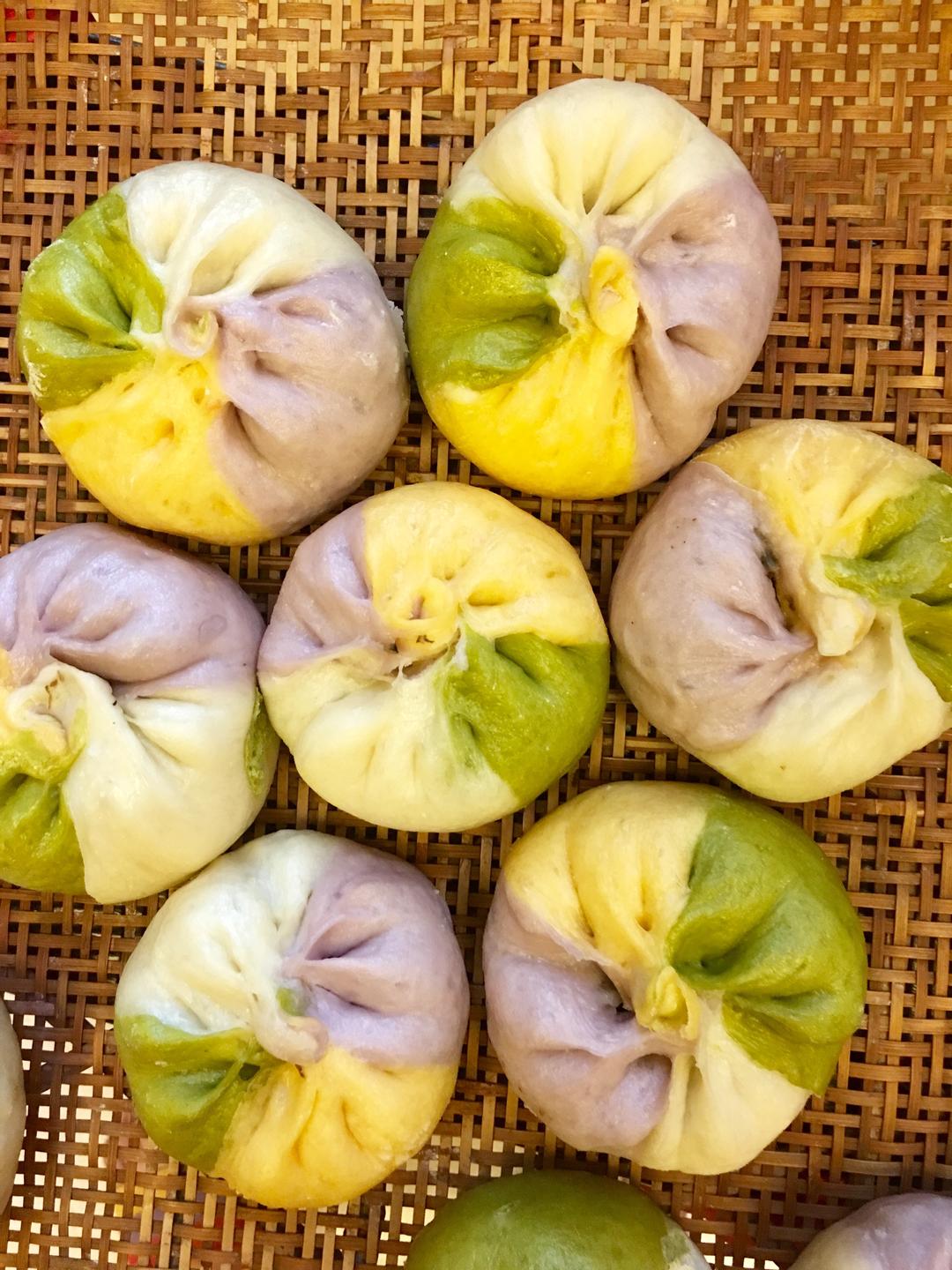 彩色肉包的做法