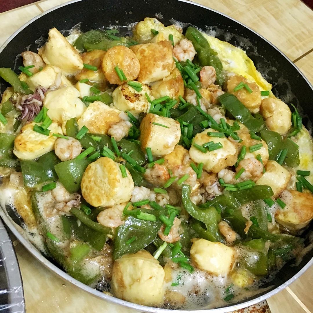 铁板海鲜日本豆腐 Seafood with Japanese Dofu