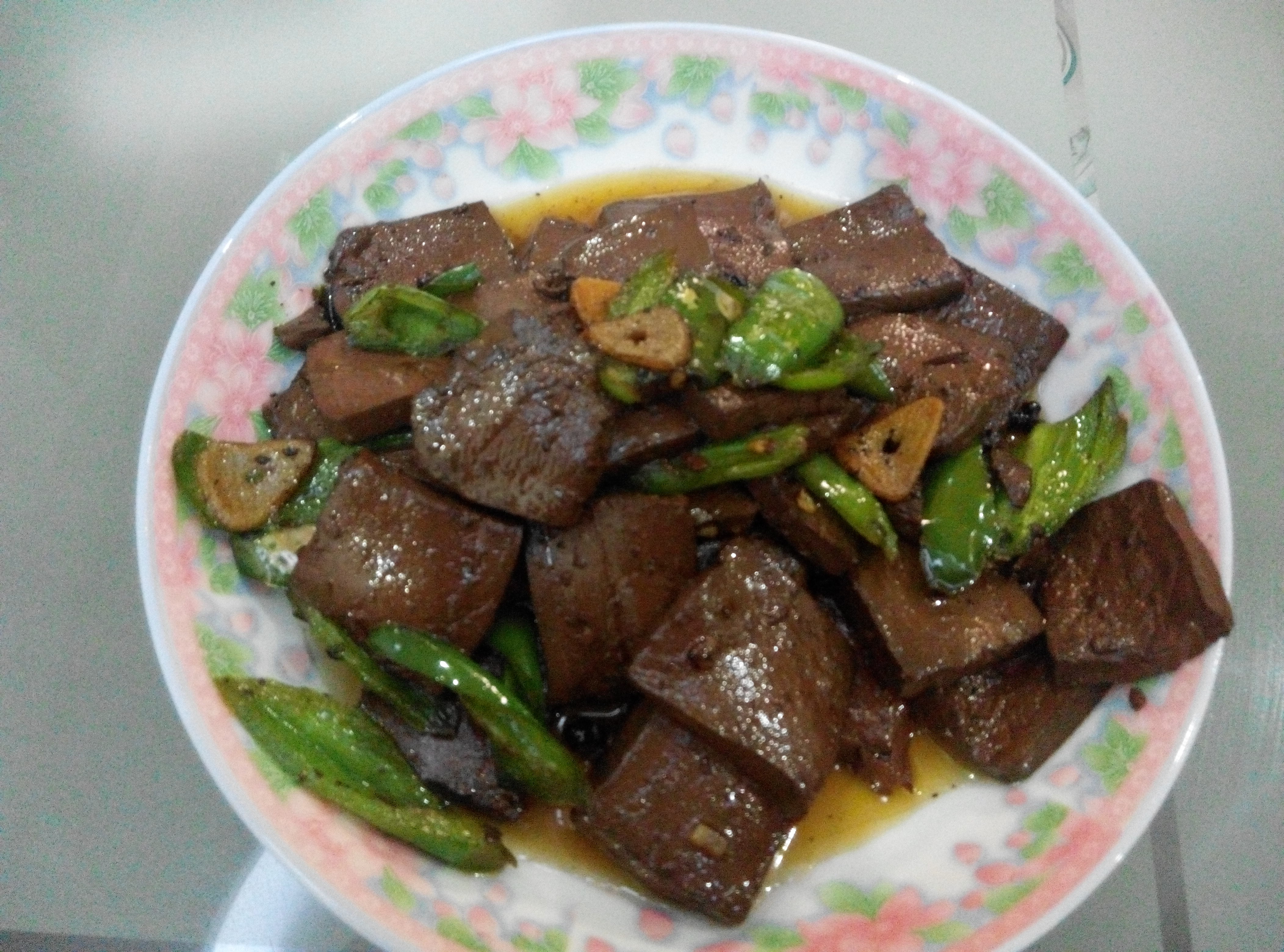 鸭血炒青椒