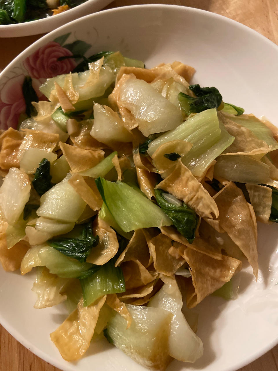 豆皮炒青菜好吃啊！