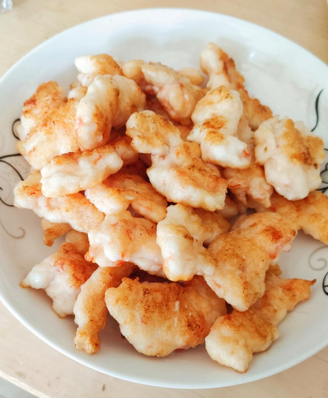 吮指香煎自制虾滑