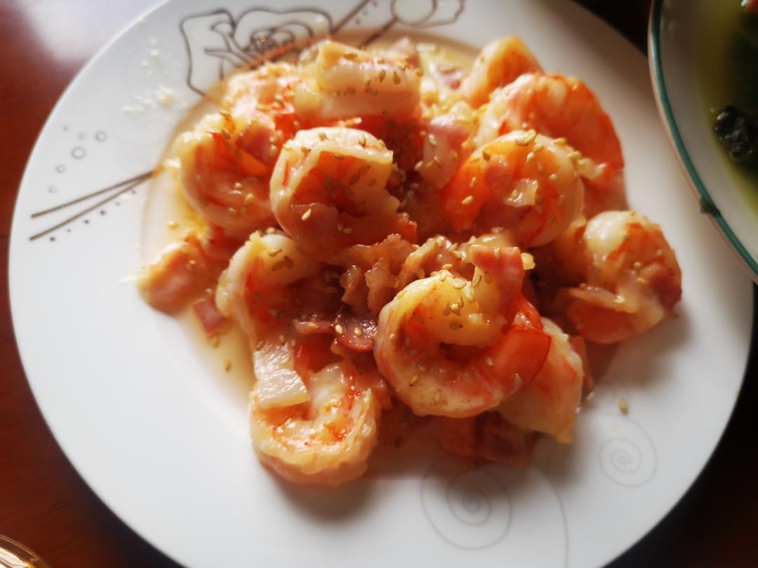 芝士培根炒虾仁🍤