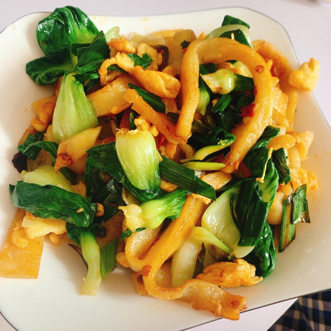 鸡蛋炒豆皮（豆饼）湖北特产
