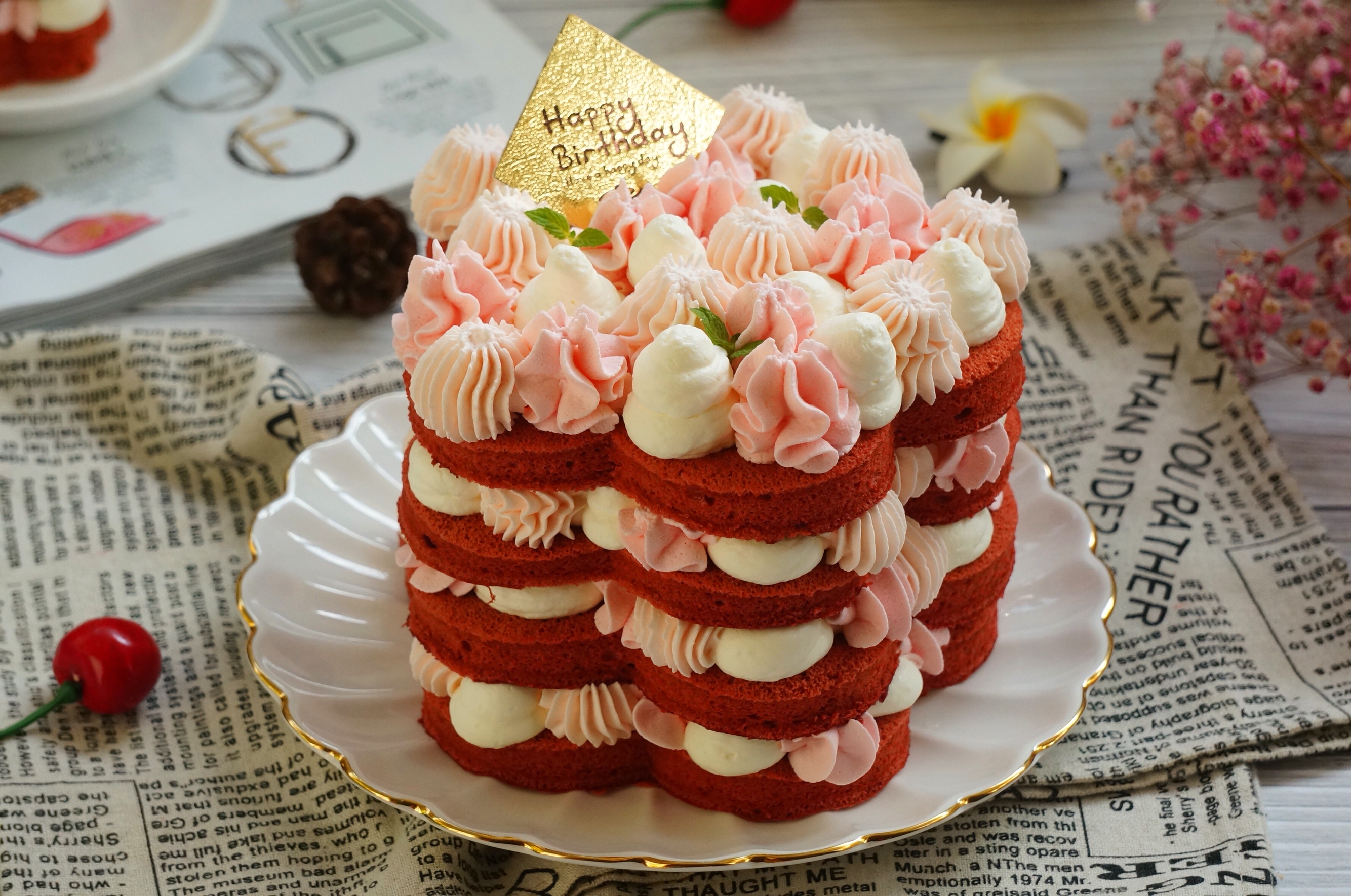 红丝绒圣诞生日蛋糕（戚风蛋糕胚）的做法