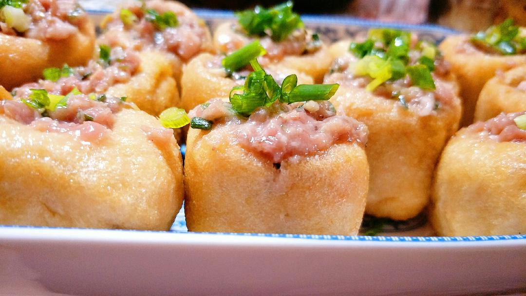 自己做的没有任何添加剂油豆腐塞肉的做法