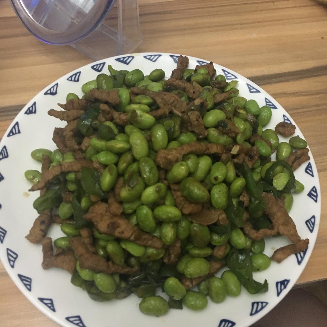 青椒毛豆炒肉丝