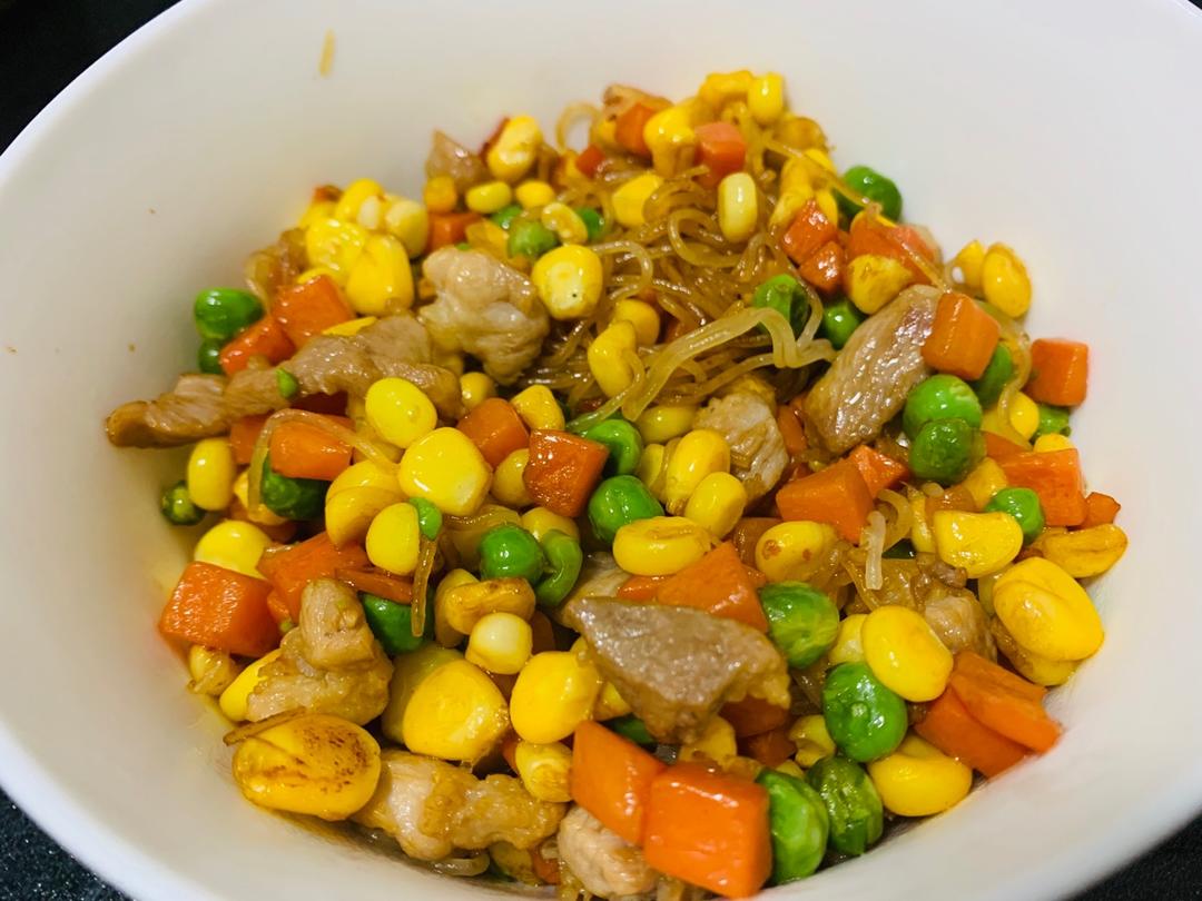 肉沫青豆玉米胡萝卜丁
