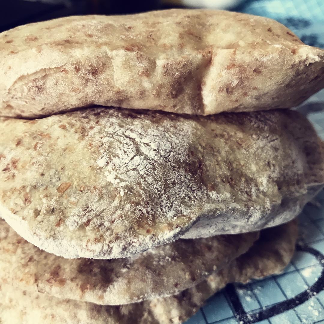 【面包食验】全麦皮塔饼 whole wheat pita bread