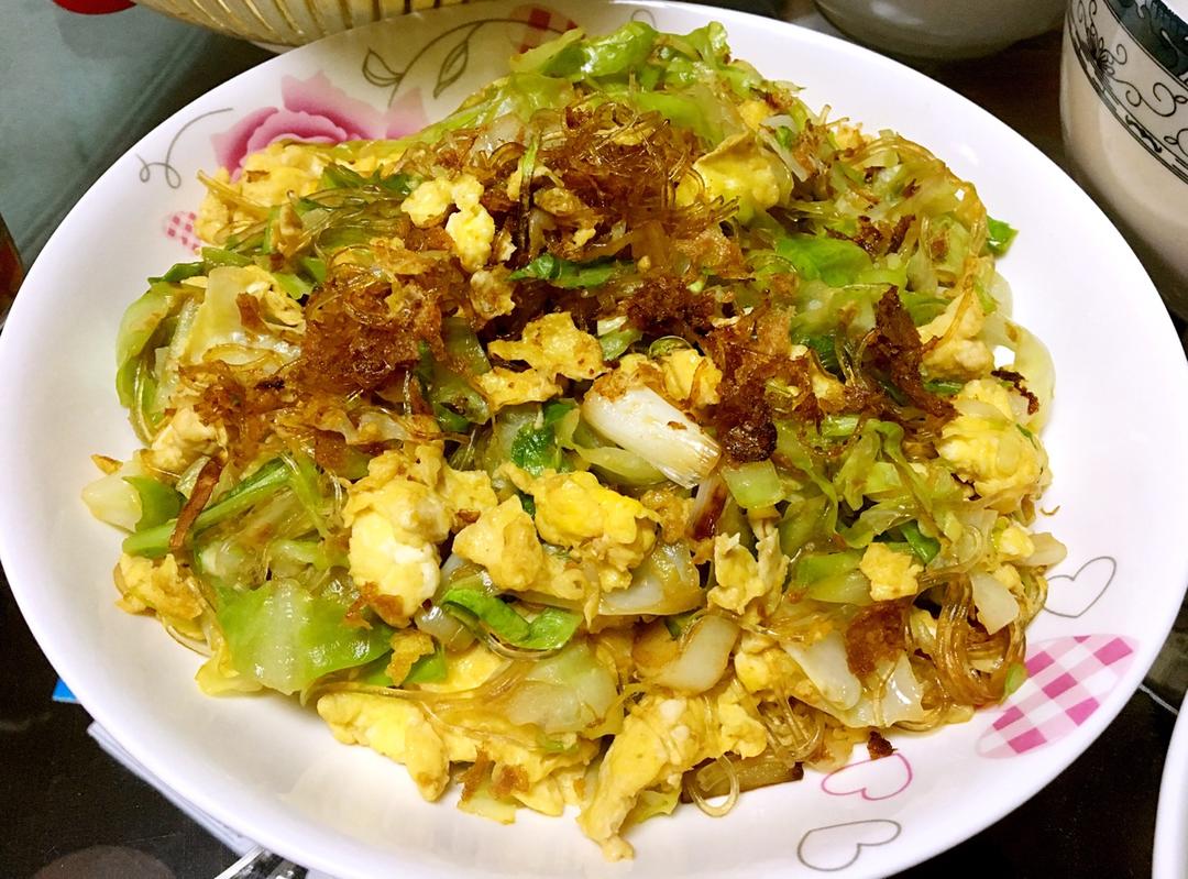 包菜粉丝炒鸡蛋