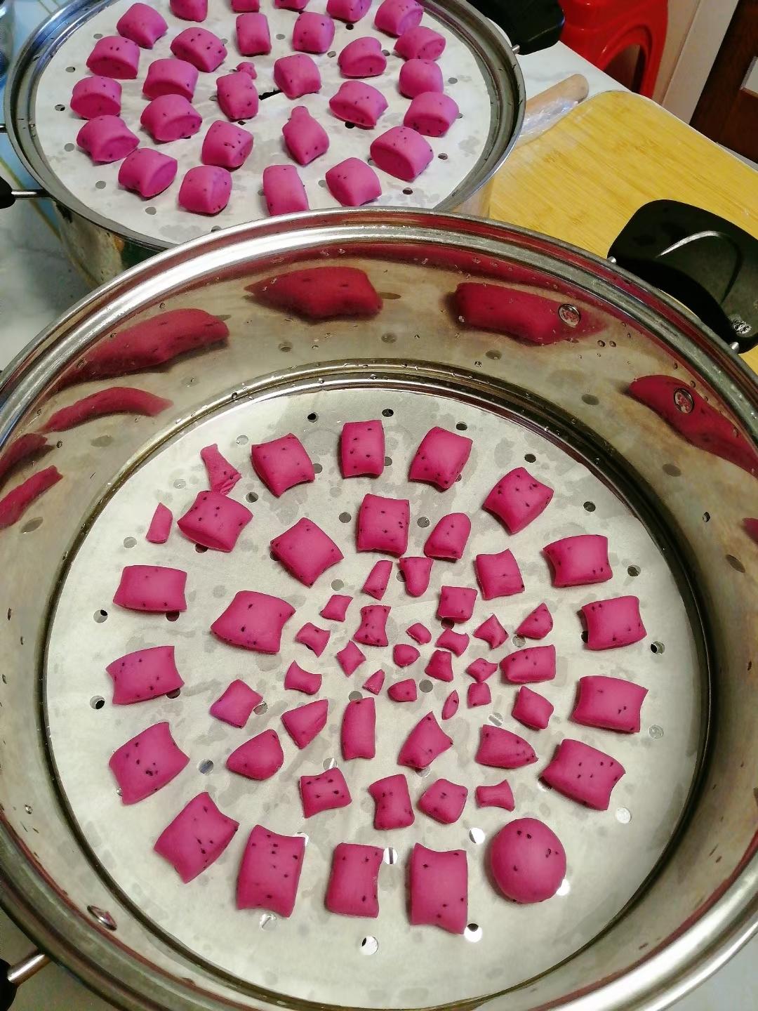 不变色的火龙果小馒头 *花儿馒头159