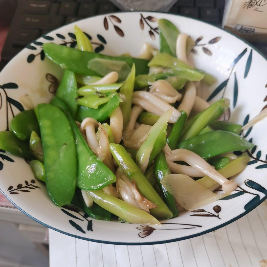 鸡汁蘑菇炒芦笋荷兰豆🌿无油无盐🌿低脂低卡